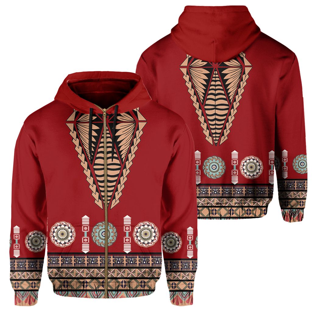 Polynesian Pride Hoodie Tonga Ngatu Design Zip Hoodie Unisex Red - Polynesian Pride