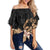 Tonga Clothing - Tonga Hibiscus Tribal Off Shoulder Wrap Waist Top Women Black - Polynesian Pride