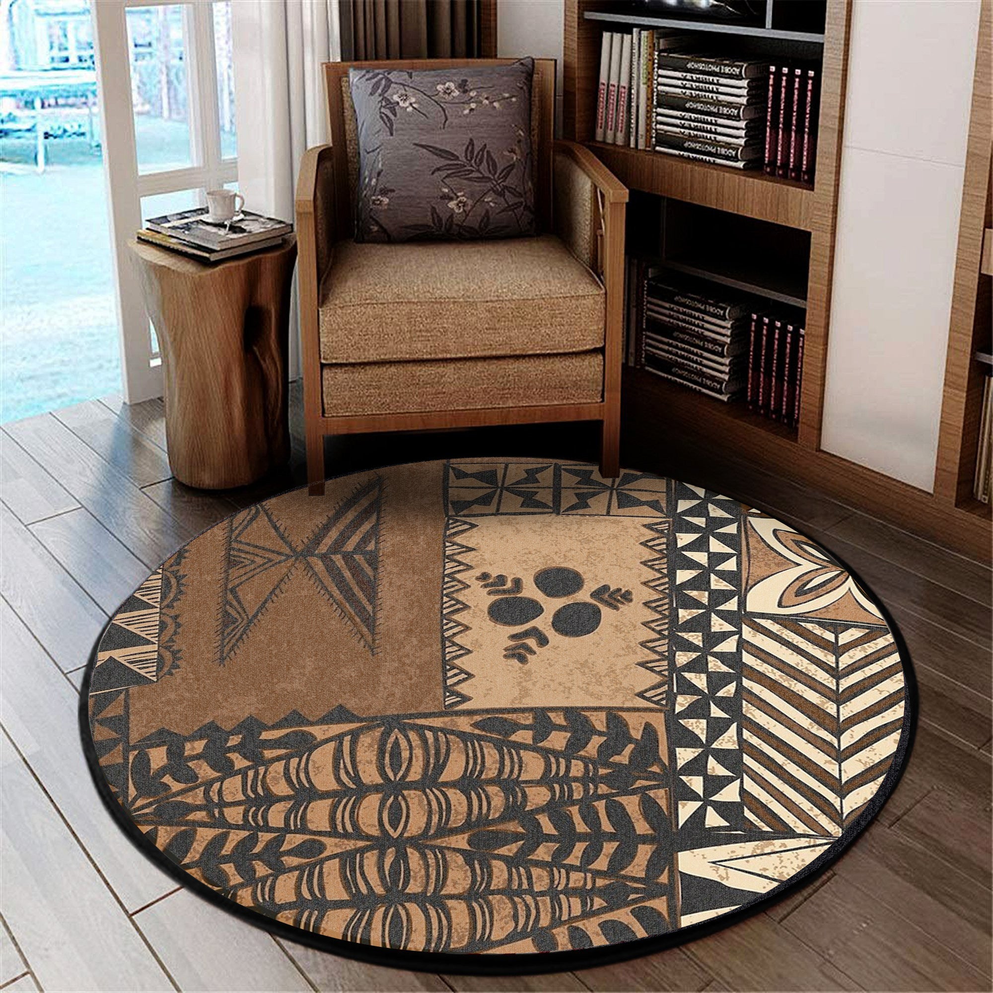 Polynesian Pride Home Set - Tonga Scarf Round Carpet Round Carpet Brown - Polynesian Pride