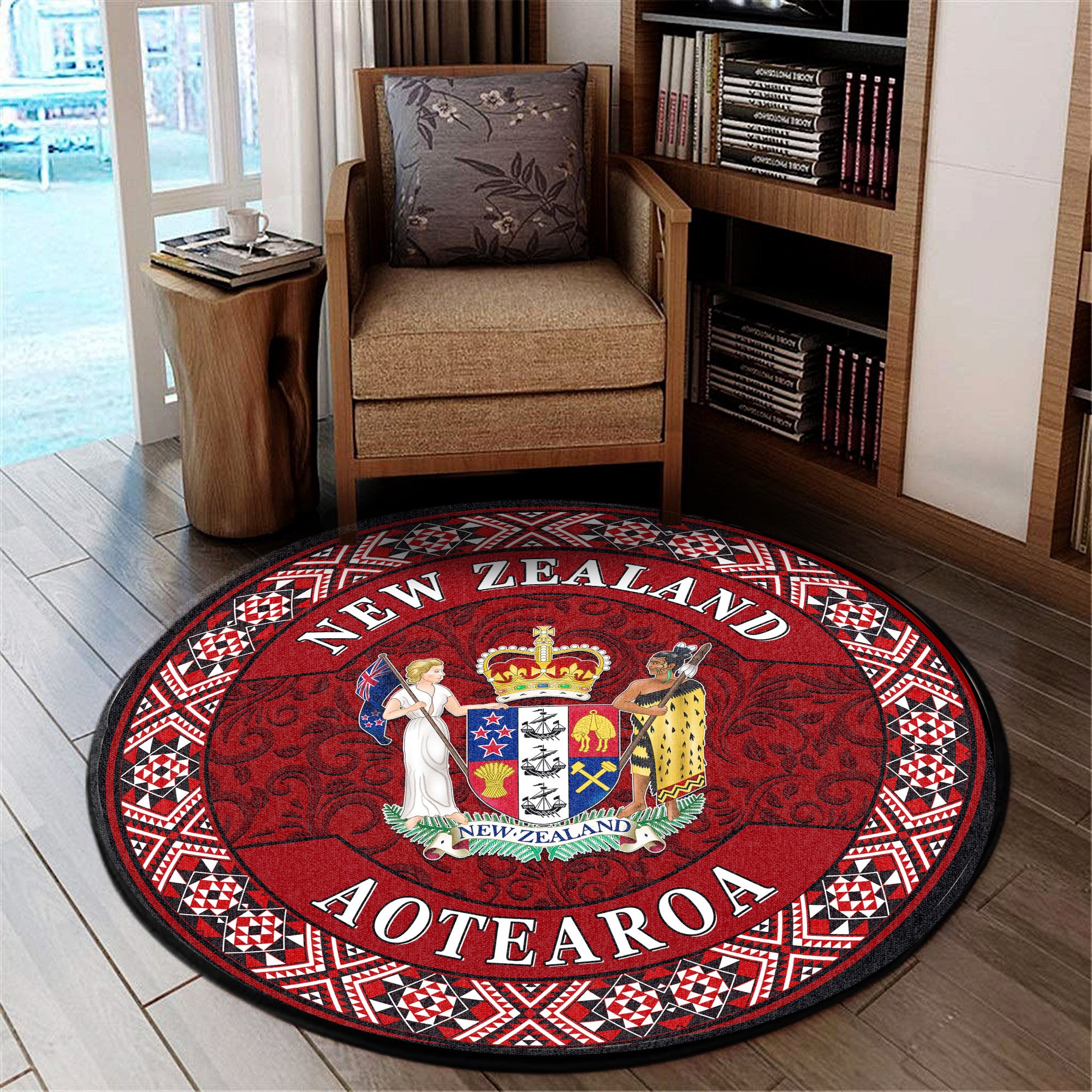 Polynesian Pride Home Set - New Zealand Aotearoa Round Carpet Round Carpet Red - Polynesian Pride