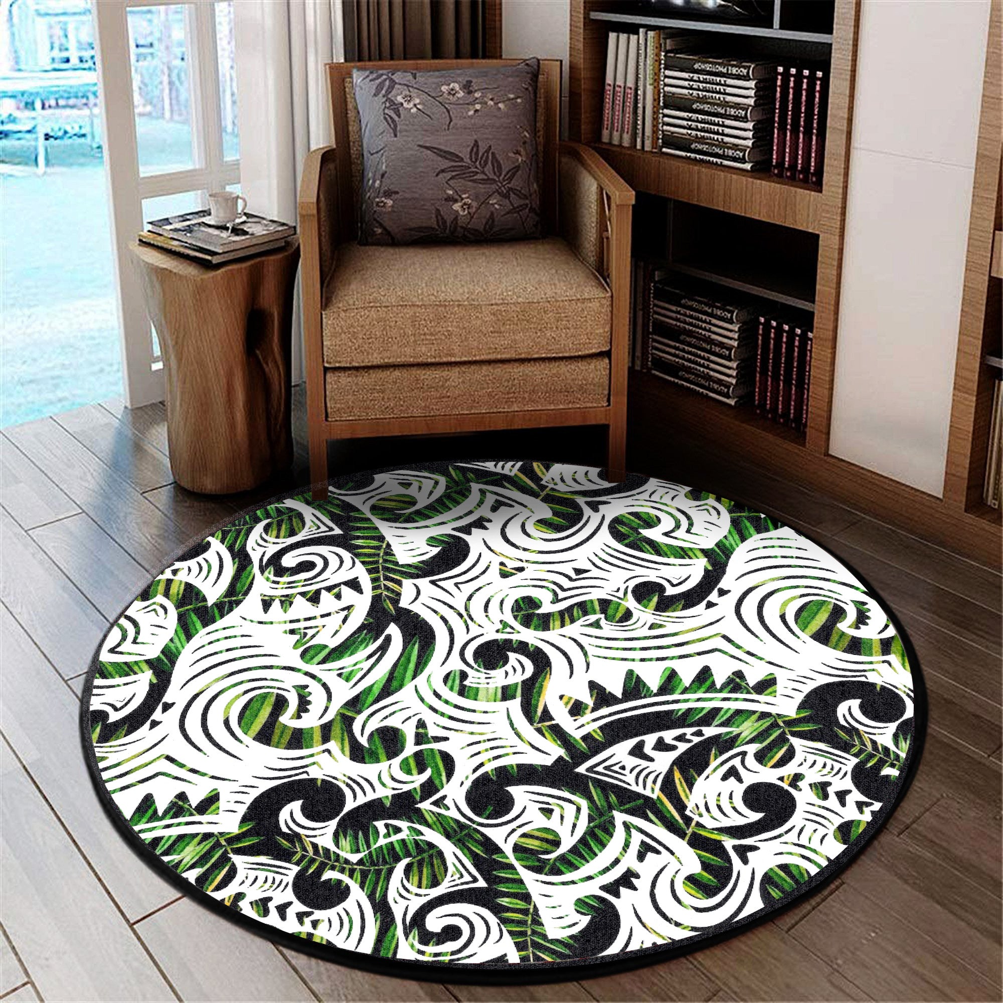 Polynesian Pride Home Set - New Zealand Sliver Fern Round Carpet Round Carpet White - Polynesian Pride