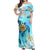 Polynesian Pride Dress - Hawaii Fresh Beach Turtle Plumeria Brian Style Off Shoulder Long Dress Long Dress Cyan - Polynesian Pride