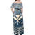 Polynesian Pride Dress - Hawaii Map Classic Floral Blue Off Shoulder Long Dress - Polynesian Pride