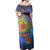 Polynesian Pride Dress - Hawaii Map Turtle Galaxy Blue Off Shoulder Long Dress - Polynesian Pride