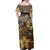 Polynesian Pride Dress - Hawaii Mix Polynesian Turtle Plumeria Nick Style Brown Off Shoulder Long Dress - Polynesian Pride