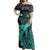 Polynesian Pride Dress - Hawaii Polynesian Hibiscus Turtle Map Turquoise Off Shoulder Long Dress Long Dress Green - Polynesian Pride