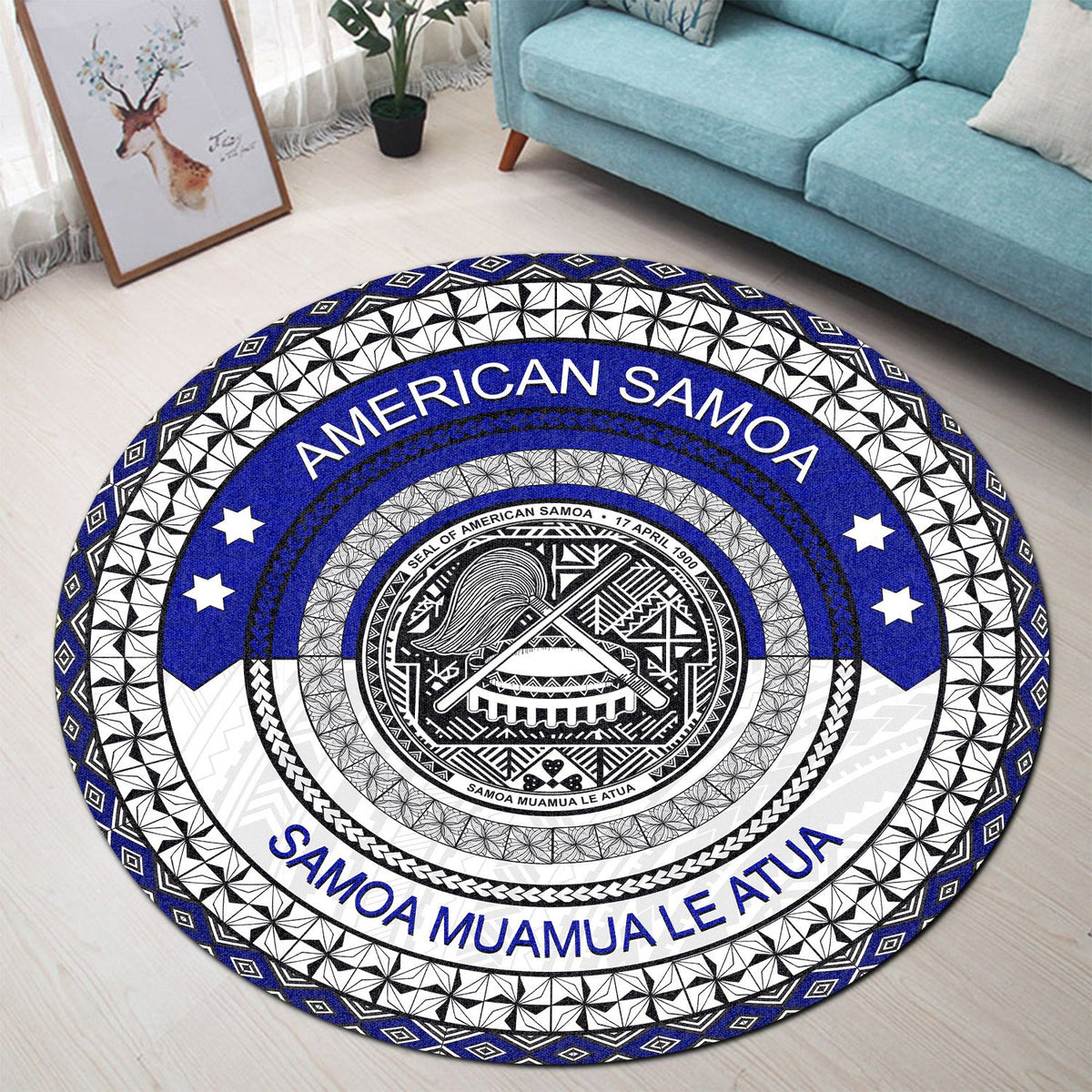 Polynesian Pride Home Set - Seal Of American Samoa Round Carpet - Polynesian Pride
