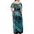 Polynesian Pride Dress - Hawaiian Fish Hook Hibiscus Banzai Surfing Polynesian Blue Off Shoulder Long Dress - Polynesian Pride