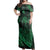 Polynesian Pride Dress - Hawaiian Fish Hook Hibiscus Banzai Surfing Polynesian Green Off Shoulder Long Dress Long Dress Green - Polynesian Pride