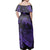 Polynesian Pride Dress - Hawaiian Fish Hook Hibiscus Banzai Surfing Polynesian Purple Off Shoulder Long Dress - Polynesian Pride