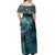 Polynesian Pride Dress - Hawaiian Hibiscus Sea Turtle Swim Polynesian Blue Off Shoulder Long Dress - Polynesian Pride