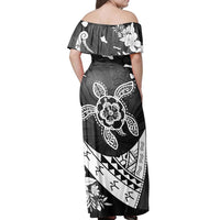 Polynesian Pride Dress - Hawaiian Map Hibiscus Turtle Fish Hook Polynesian Off Shoulder Long Dress - Polynesian Pride