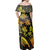 Polynesian Pride Dress - Hawaiian Map Palm Trees Fish Hook Polynesian Colorful Yellow Off Shoulder Long Dress - Polynesian Pride