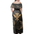 Polynesian Pride Dress - Polynesian Turtle Hammerhead Shark Ray Kanaka Hawaii Circle Gold Off Shoulder Long Dress - Polynesian Pride