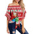 Hawaii Clothing - Mele Kalikimaka Hawaii Christmas Off Shoulder Wrap Waist Top Women Red - Polynesian Pride