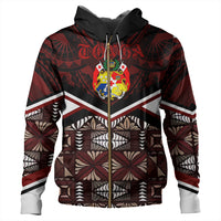 Polynesian Pride Hoodie Tonga Hoodie Tonga Ngatu Kupesi Coat of Arms Zip Hoodie Unisex Red - Polynesian Pride