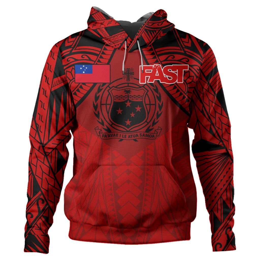 Polynesian Pride Hoodie Samoan Hoodie Samoa FAST Hoodie Unisex Red - Polynesian Pride