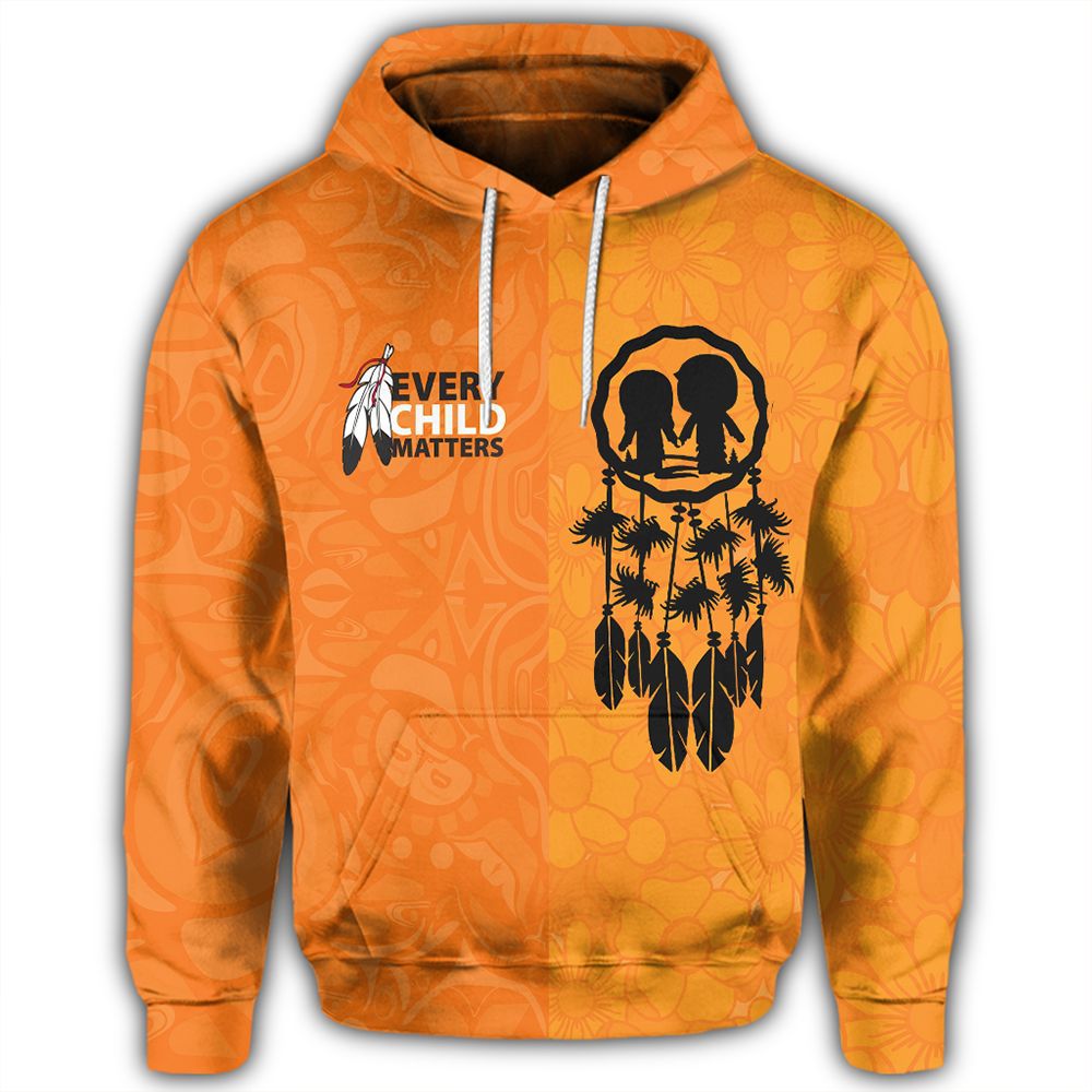 Polynesian Pride Hoodie Orange Shirt Day Hoodie Every Child Matters Feathers Hoodie Unisex Orange - Polynesian Pride