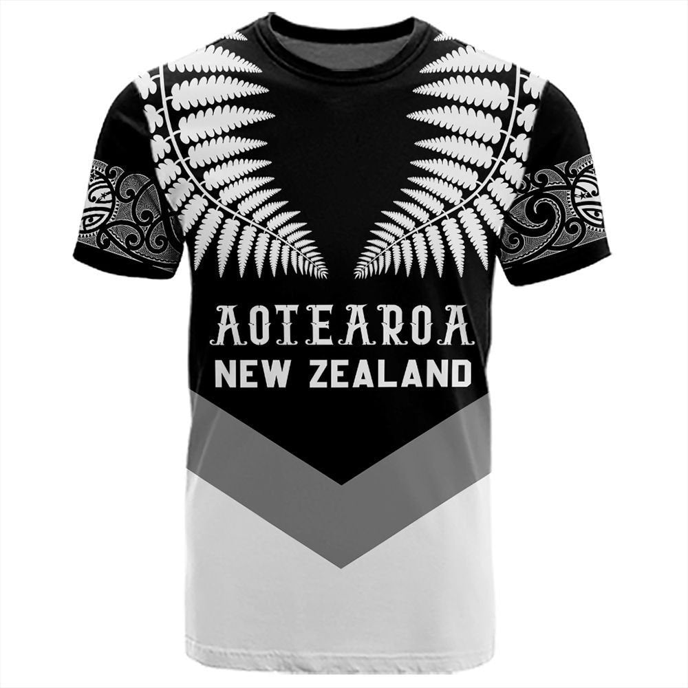 Polynesian Pride (Custom) New Zealand T Shirt Double Silver Fern T Shirt Unisex Black - Polynesian Pride