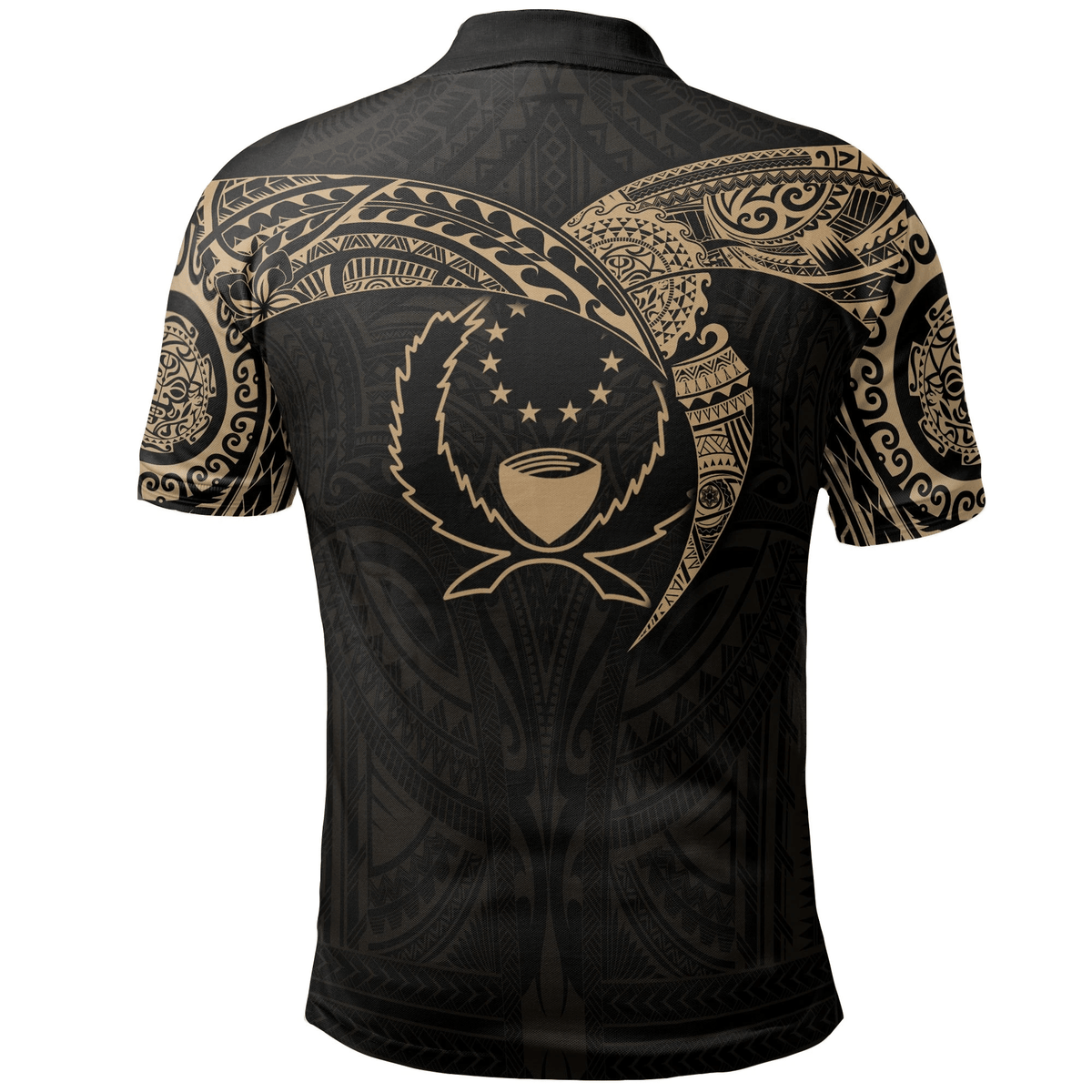 Polynesian Pride Apparel Pohnpei Micronesian Polo Shirt Gold Heart Shield - Polynesian Pride