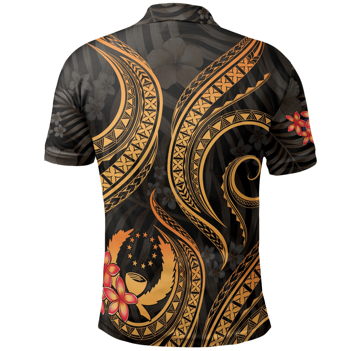 Polynesian Pride Apparel Pohnpei Micronesian Polo Shirt Gold Plumeria - Polynesian Pride