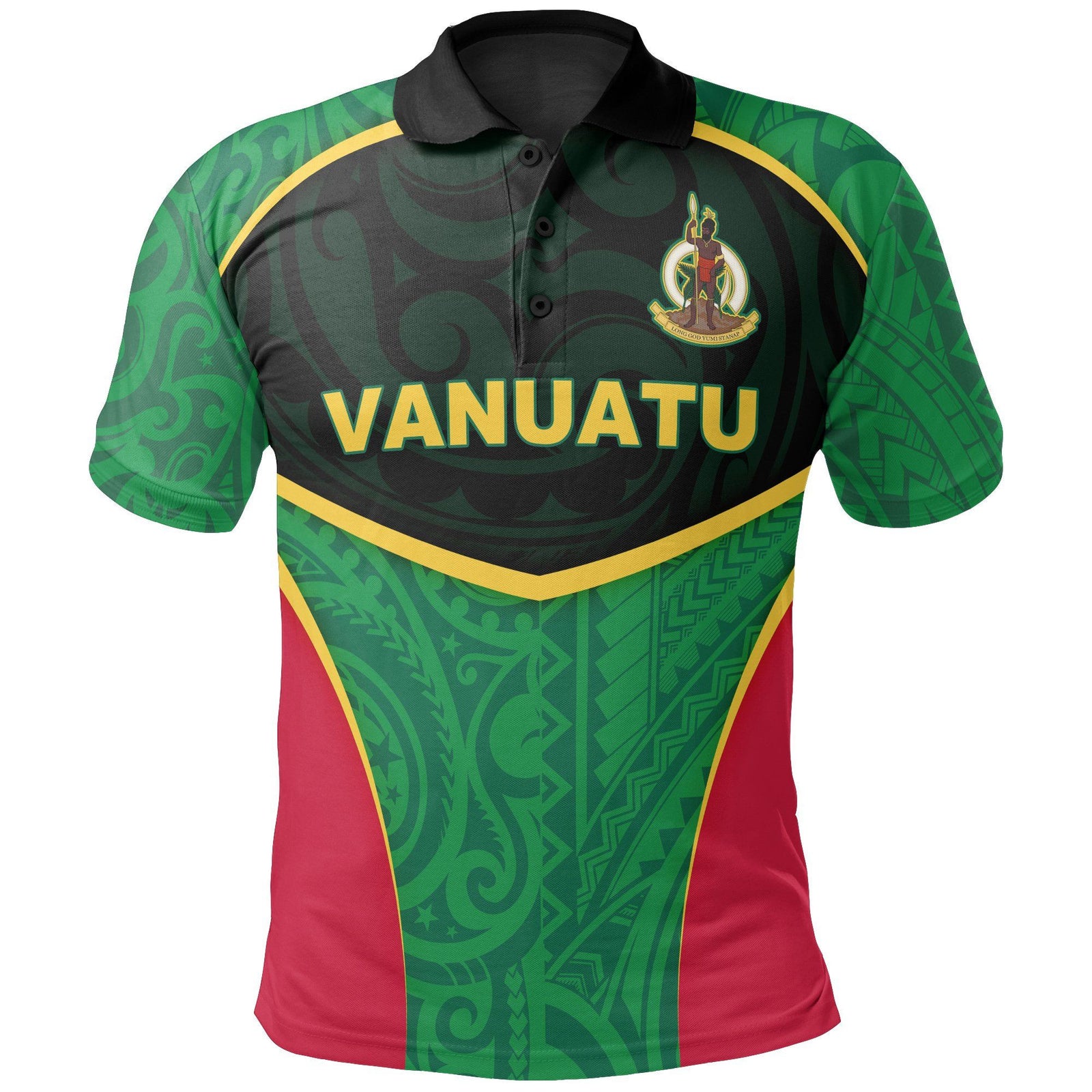 Polynesian Pride Apparel Vanuatu Polynesian Polo Shirt Flag Sport Style Unisex Black - Polynesian Pride
