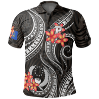 Polynesian Pride Apparel Pohnpei Micronesian Polo Shirt Black Plumeria Unisex Black - Polynesian Pride