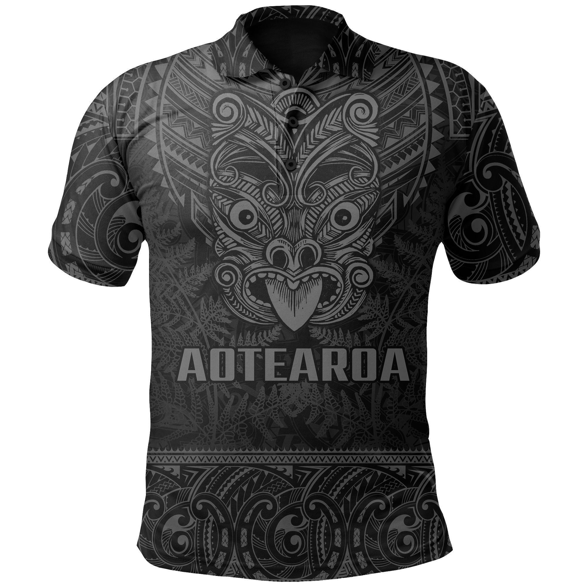 Polynesian Pride Apparel New Zealand Rugby Polo Shirt Maori Haka Silver Fern (Gray) Unisex Gray - Polynesian Pride