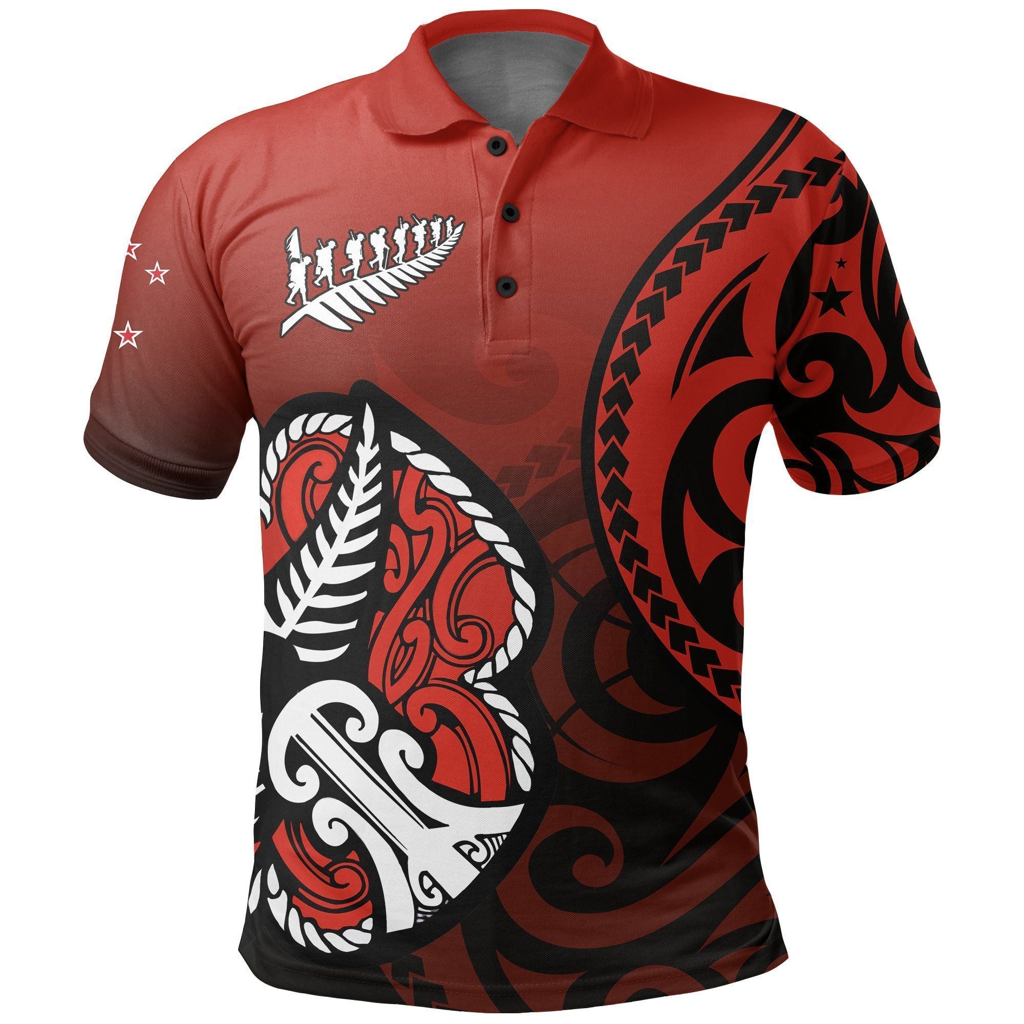 Polynesian Pride Apparel Lest We Forget Maori Poppy Pullover Polo Shirt Unisex Red - Polynesian Pride