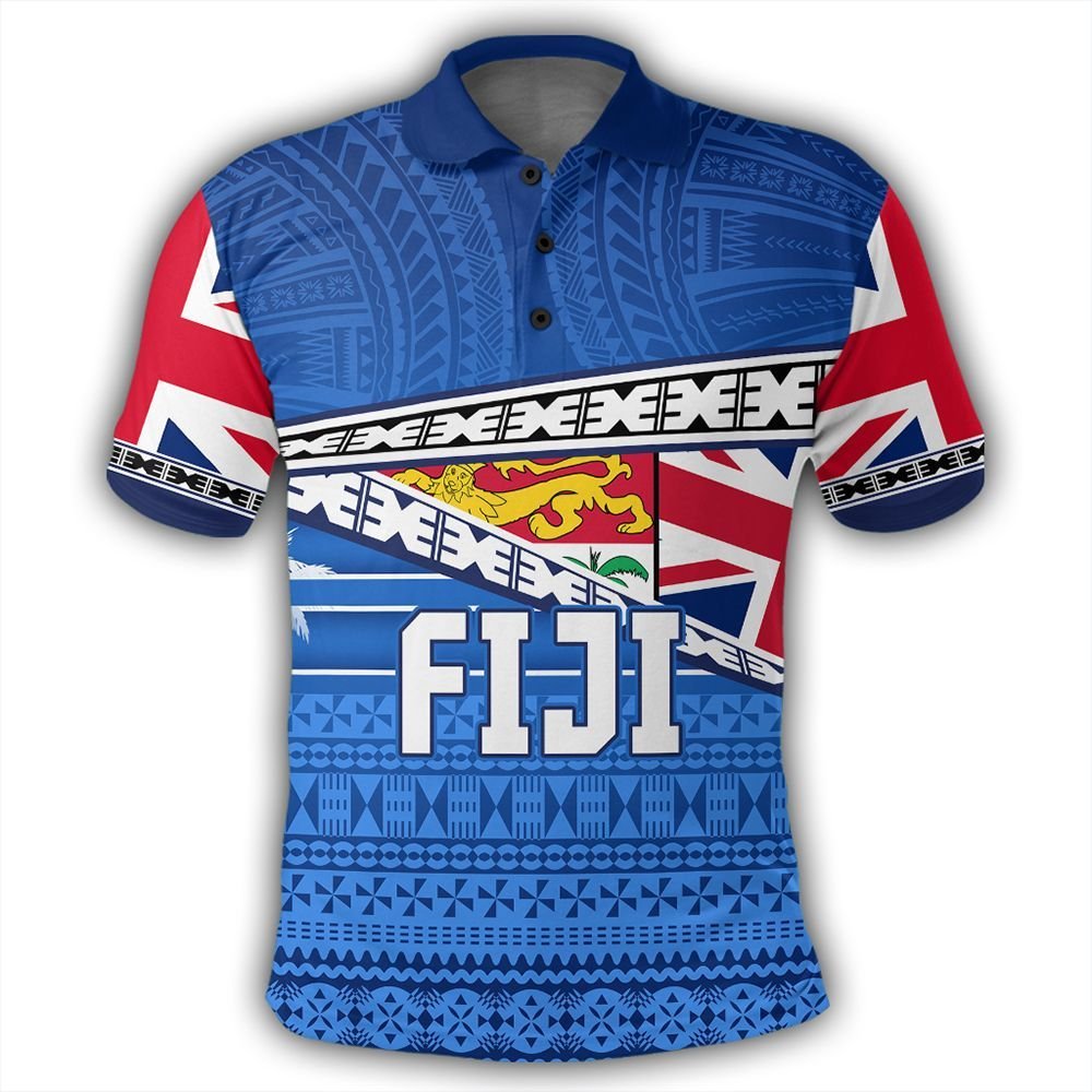 Polynesian Pride Apparel Polo Shirt Personalize Fiji Polo Shirt Flag Tapa Pattern Stronic Style - Polynesian Pride