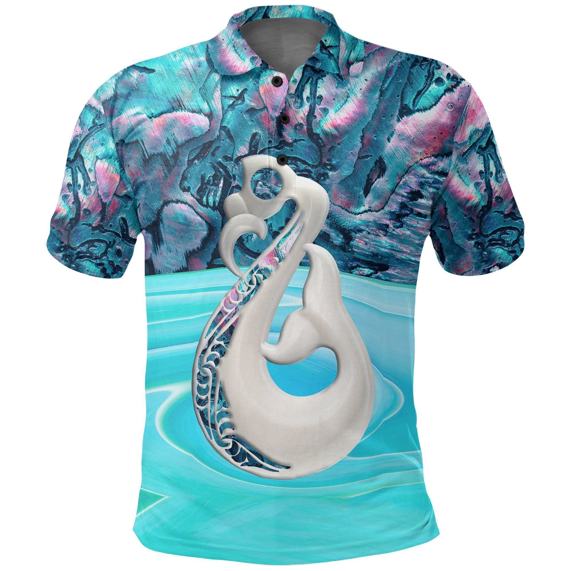 Polynesian Pride Apparel New Zealand Polo Shirt, Manaia Paua Shell Golf Shirt Unisex Blue - Polynesian Pride