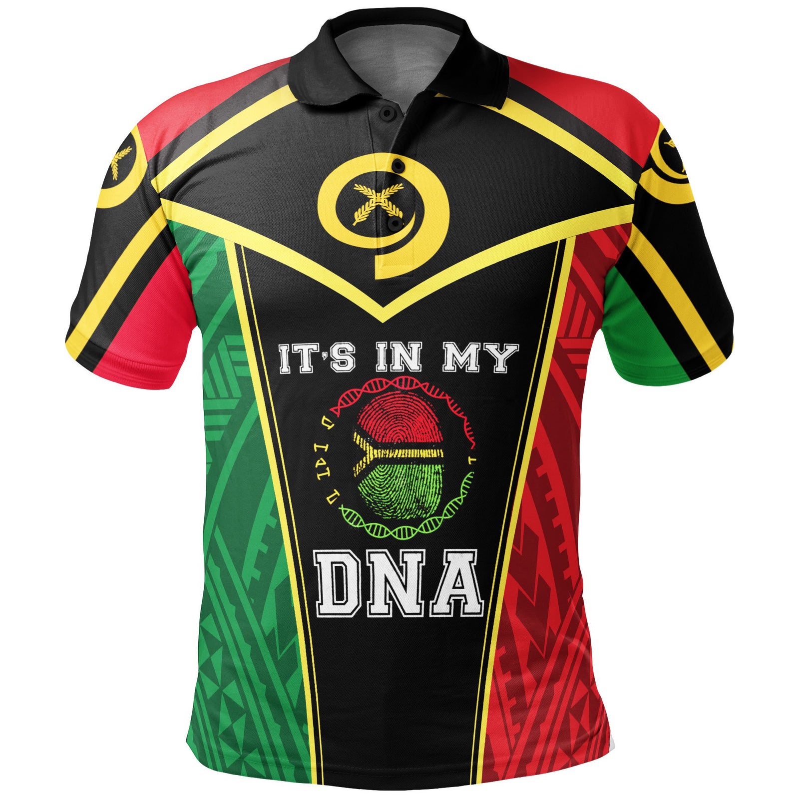 Polynesian Pride Apparel Vanuatu Polo Shirt Its in my DNA Unisex Black - Polynesian Pride