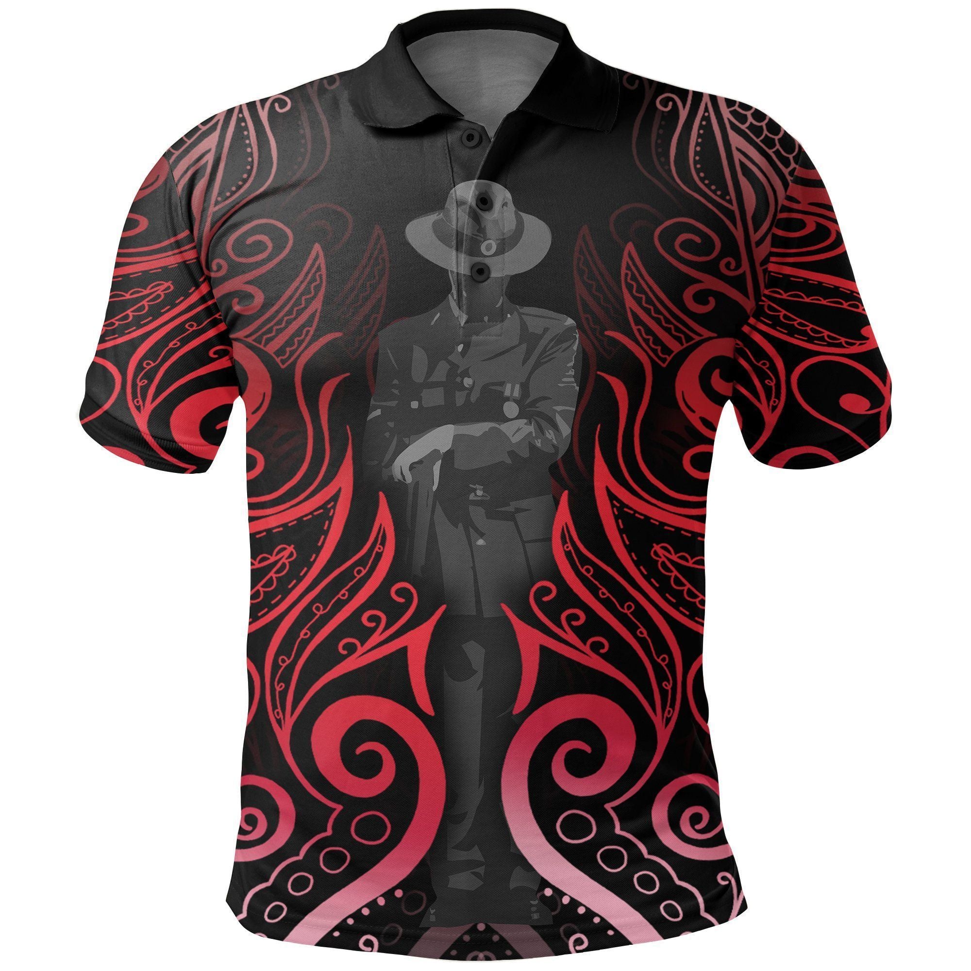 Polynesian Pride Apparel ANZAC New Zealand Polo Shirt, Light Silver Fern Golf Shirt Unisex Black - Polynesian Pride