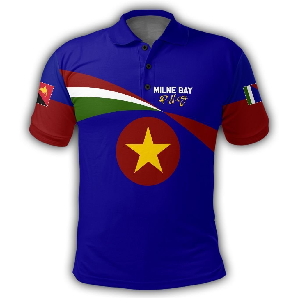 Polynesian Pride Apparel MilBay Polo Shirt PNG Flag Style Unisex Blue - Polynesian Pride