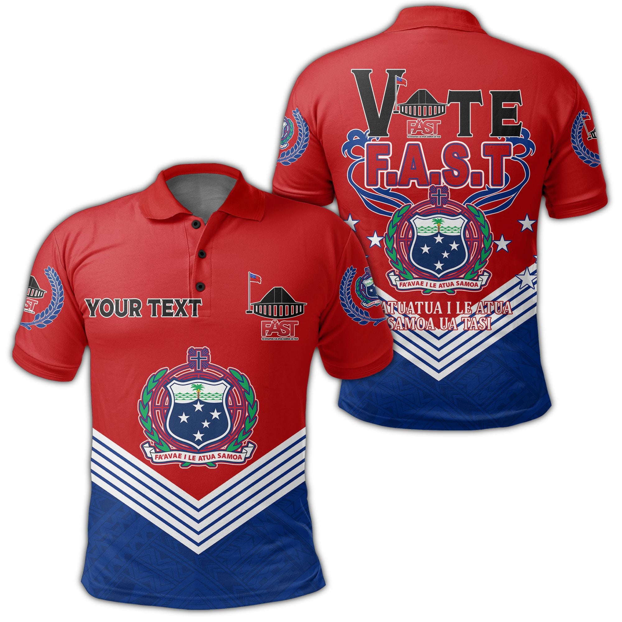 Polynesian Pride Apparel Samoan Polo Shirt Custom Vote Samoa FAST Polo Shirt Unisex Red - Polynesian Pride