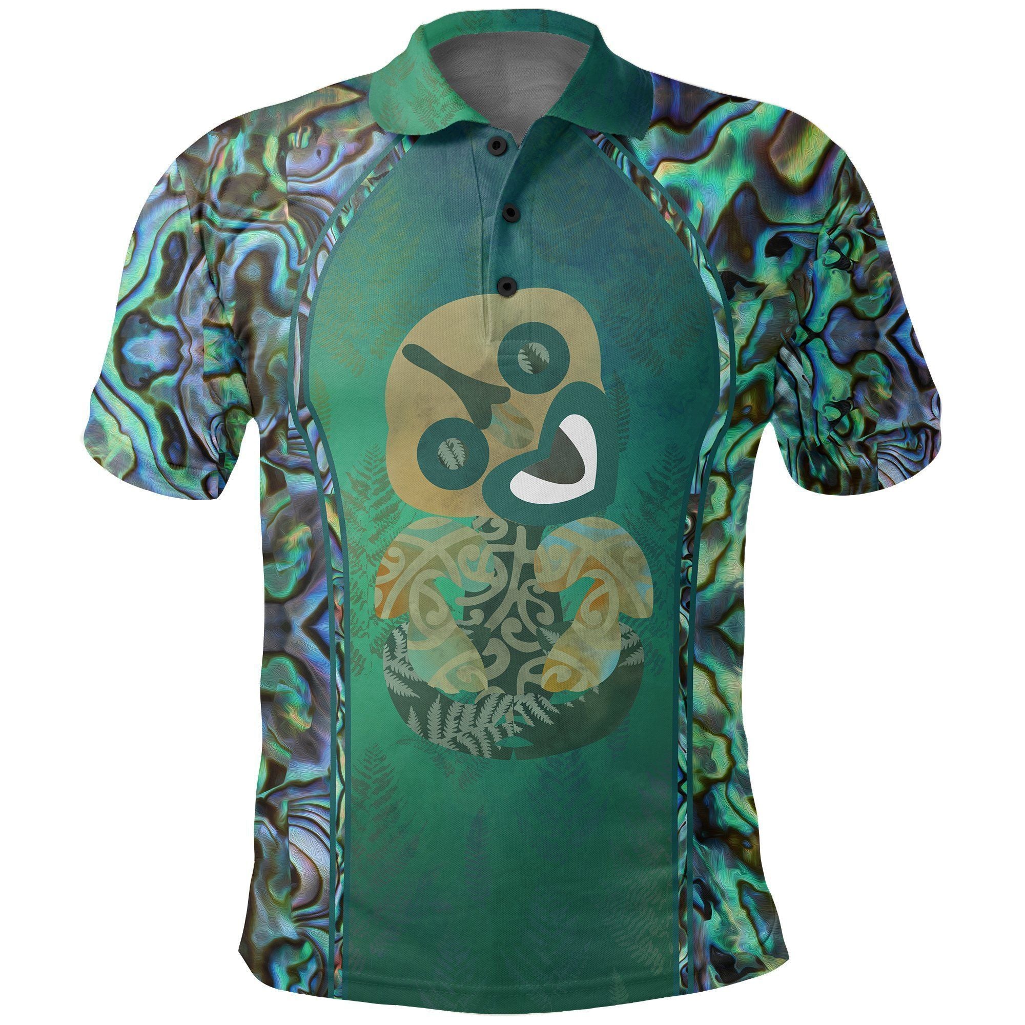 Polynesian Pride Apparel New Zealand Paua Shell Tiki Polo Shirt Unisex Green - Polynesian Pride