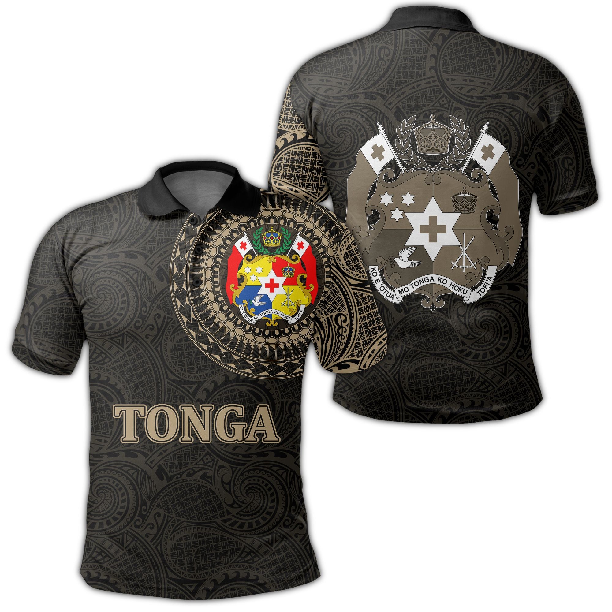 Polynesian Pride Apparel Tonga Polo Shirt Tongan Coat Of Arms Special Arms Polo Shirt Unisex Black - Polynesian Pride