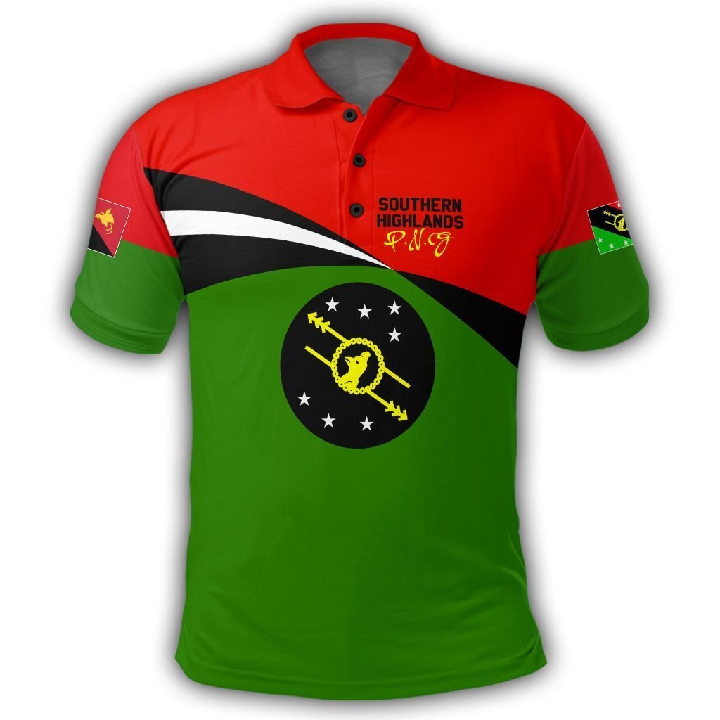Polynesian Pride Apparel Southern Highlands Polo Shirt PNG Flag Style Unisex Green - Polynesian Pride