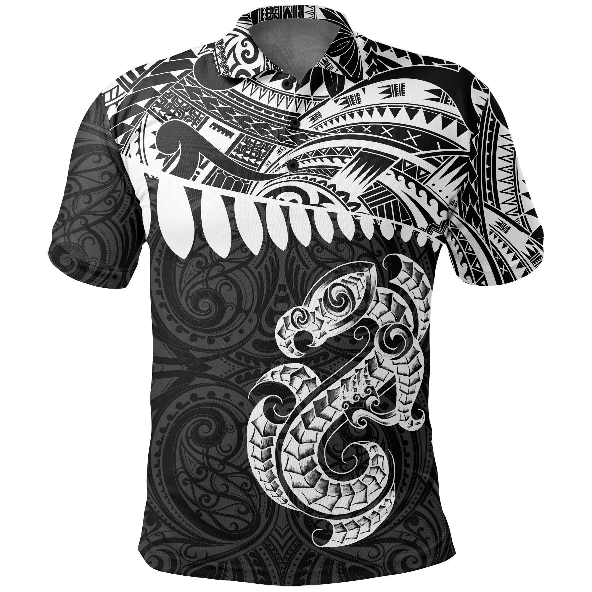 Polynesian Pride Apparel Aotearoa Polo Shirt Maori Manaia Unisex Black - Polynesian Pride