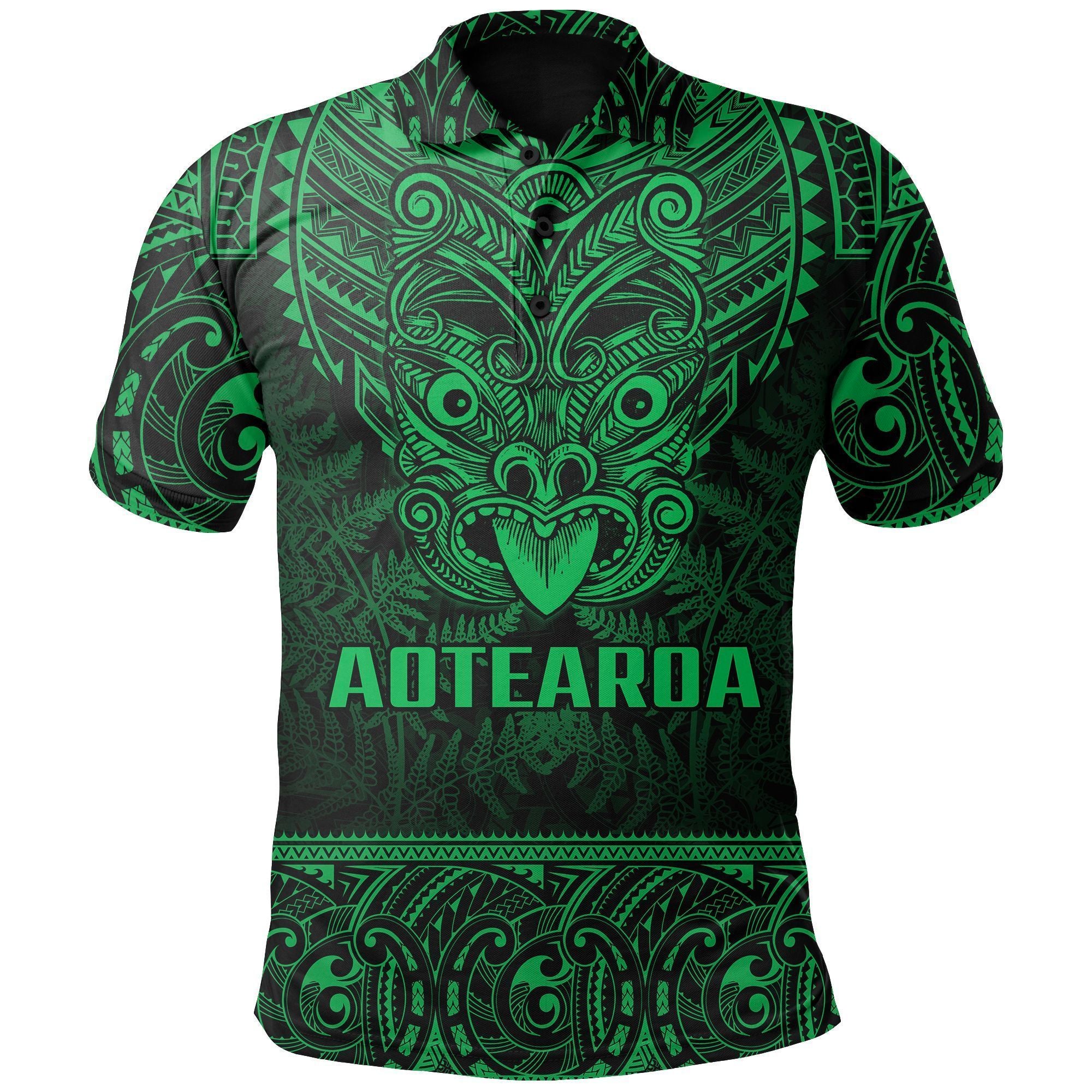 Polynesian Pride Apparel New Zealand Rugby Polo Shirt Maori Haka Silver Fern (Green) Unisex Green - Polynesian Pride