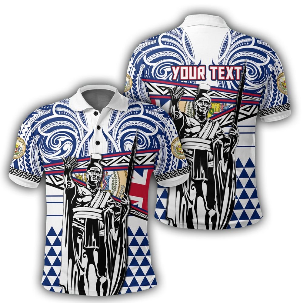 Polynesian Pride Apparel Polo Shirt Hawaiian Polo Shirt Flag Kakau Pattern Stronic Style Unisex White - Polynesian Pride
