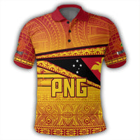 Polynesian Pride Apparel Polo Shirt Personalize Papua New Guinea Polo Shirt Flag Tapa Pattern Stronic Style - Polynesian Pride