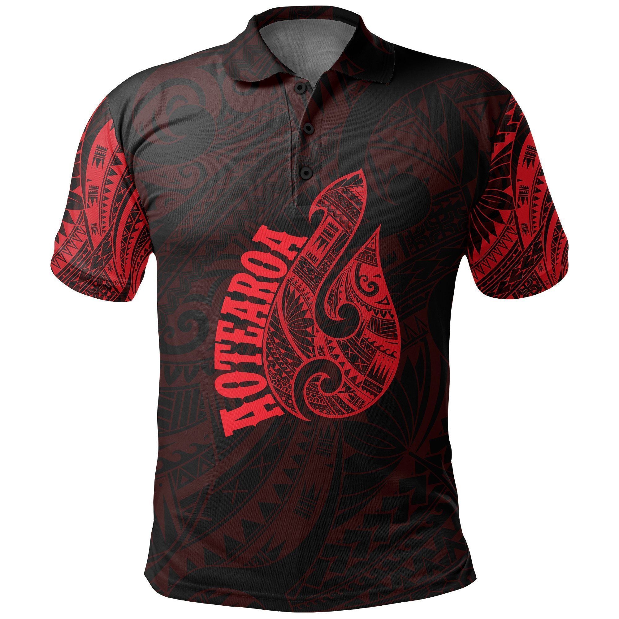 Polynesian Pride Apparel Hei Matau Maori Tattoo Polo Shirt Red Unisex Red - Polynesian Pride