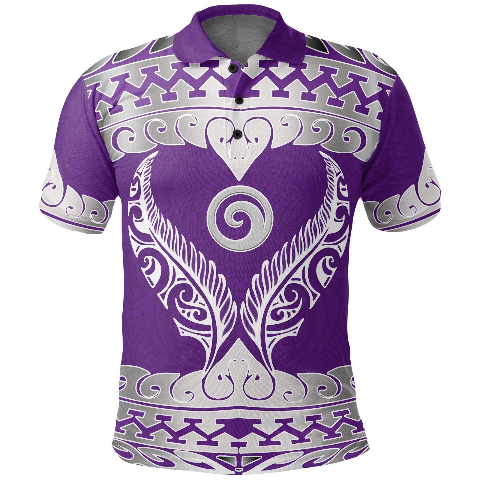 Polynesian Pride Apparel Aotearoa Polo Shirt Koru Heart Purple Unisex Purple - Polynesian Pride