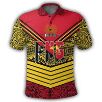 Polynesian Pride Apparel Polo Shirt Papua New Guinea Polo Shirt Tapa Lauhala Rugby Scrum Style - Polynesian Pride