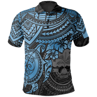 Polynesian Pride Apparel Federated States of Micronesia Polo Shirt Federated States of Micronesia Flag Seal Blue Turtle Hiciscus Unisex Blue - Polynesian Pride
