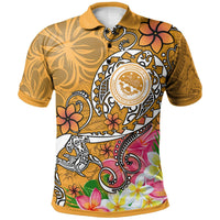 Polynesian Pride Apparel FSM Polo Shirt Turtle Plumeria (Gold) Unisex Gold - Polynesian Pride