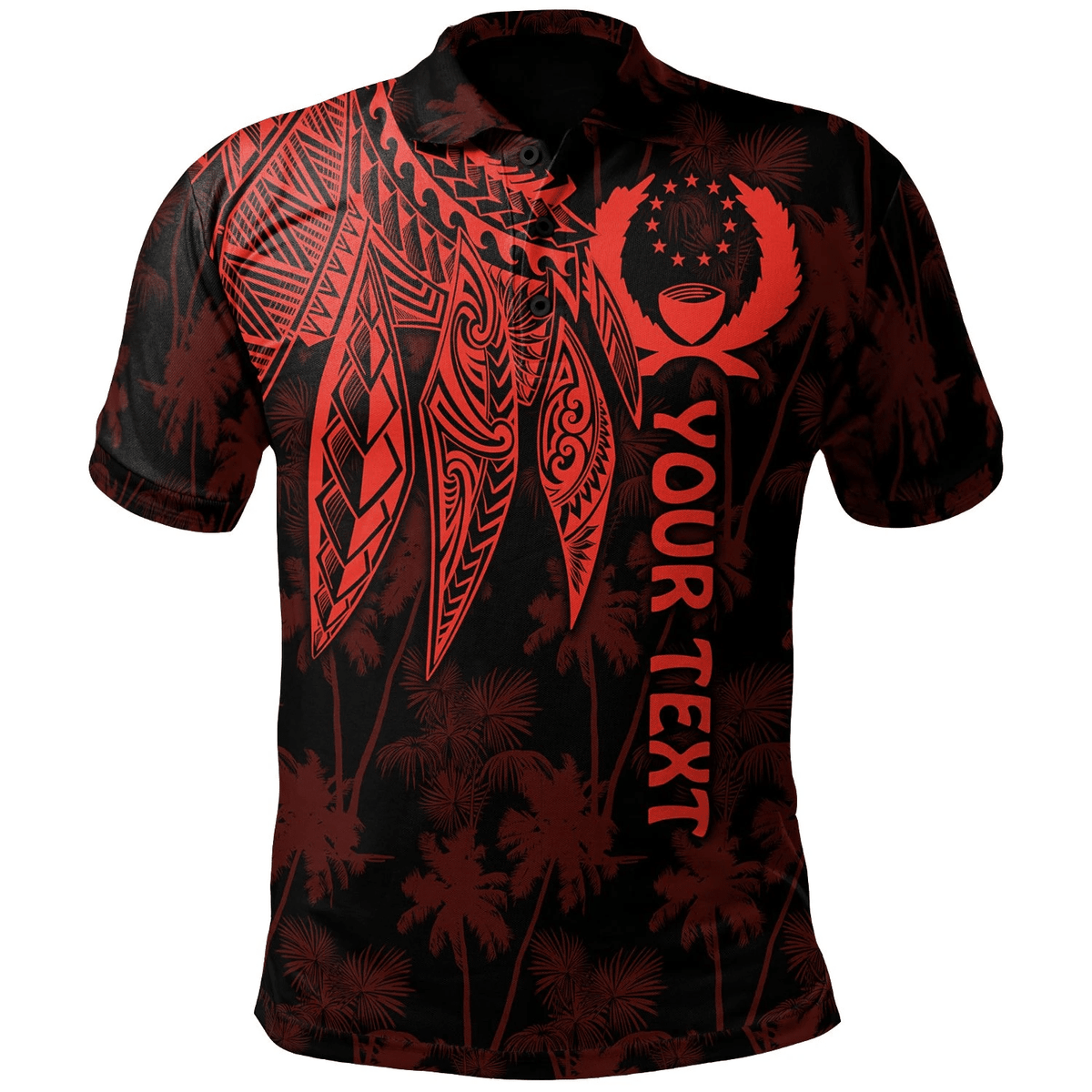 Polynesian Pride Apparel Pohnpei Custom Polo Shirt Polynesian Wings (Red) Unisex Red - Polynesian Pride