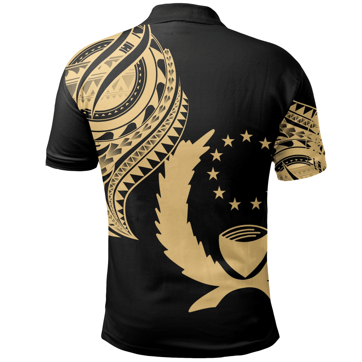 Polynesian Pride Apparel Pohnpei State Polo Shirt Micronesian Tatau Gold Patterns - Polynesian Pride