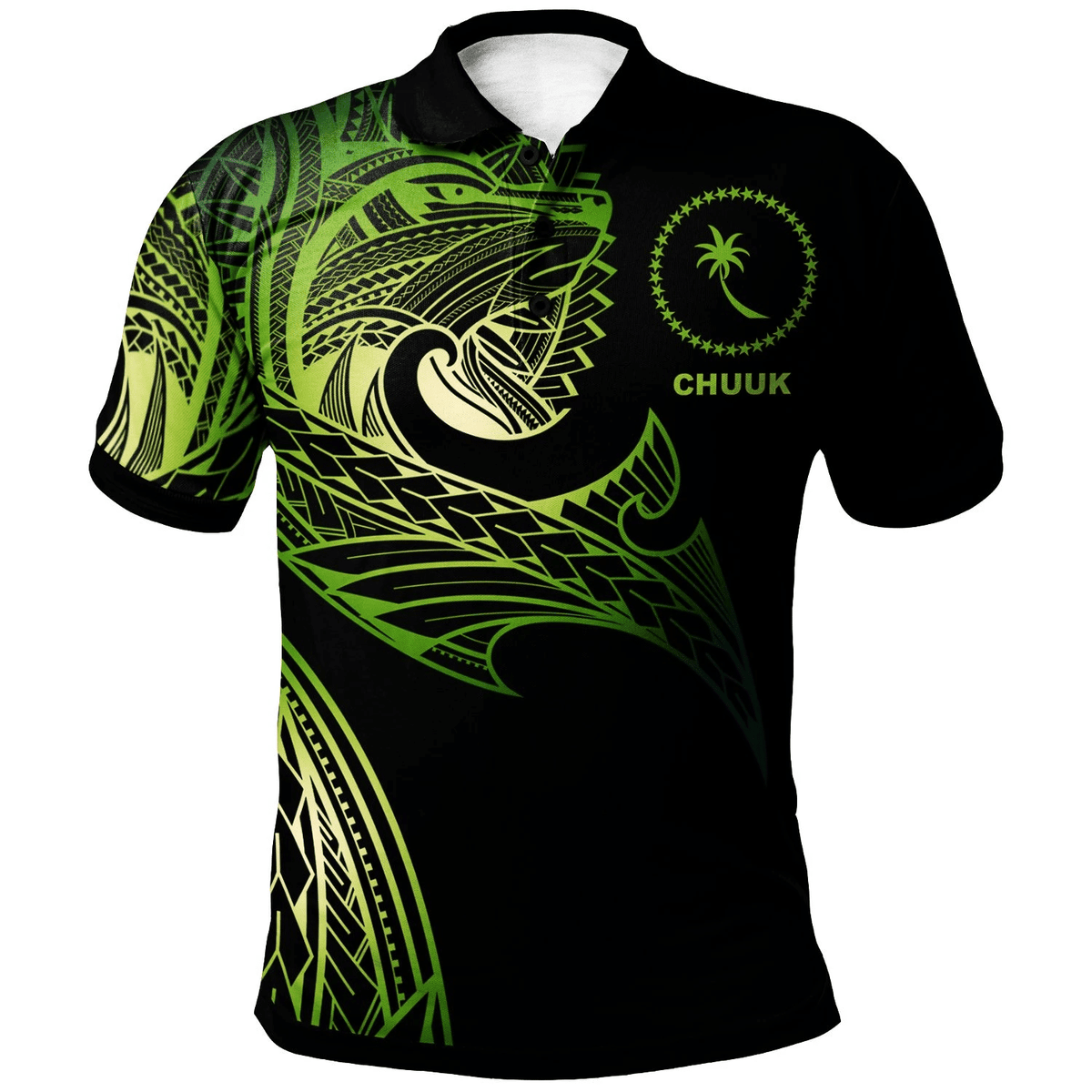 Polynesian Pride Apparel Chuuk Polo Shirt Leader Wolf Is You Gradient Color Unisex Green - Polynesian Pride